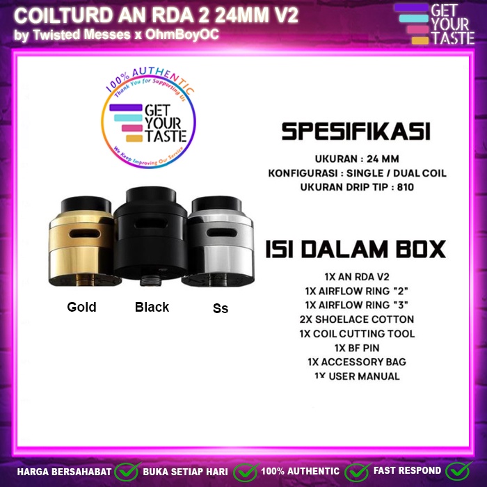 Coilturd AN RDA 2 24MM V2 For Vaping Authentic