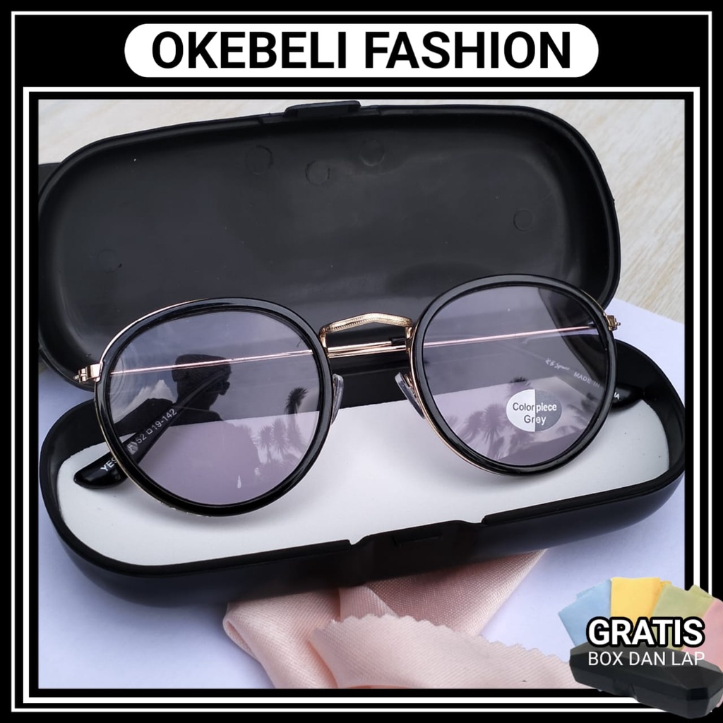Kacamata Photocromic Omma Oppa Double Ring Free Box Dan Lap Pembersih Korean Unisex Style