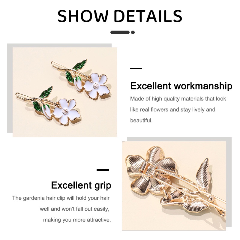 Gardenia Artistic Retro, Cream Hair Clip, Small Fresh Girl Bangs Hair Clip