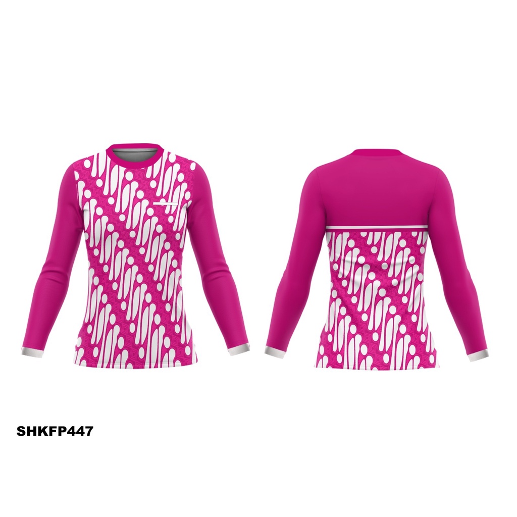 Kaos Jersey Olahraga Sepeda Gowes MTB Wanita Cewek Lengan Panjang Dry Fit Printing Custom Batik Para