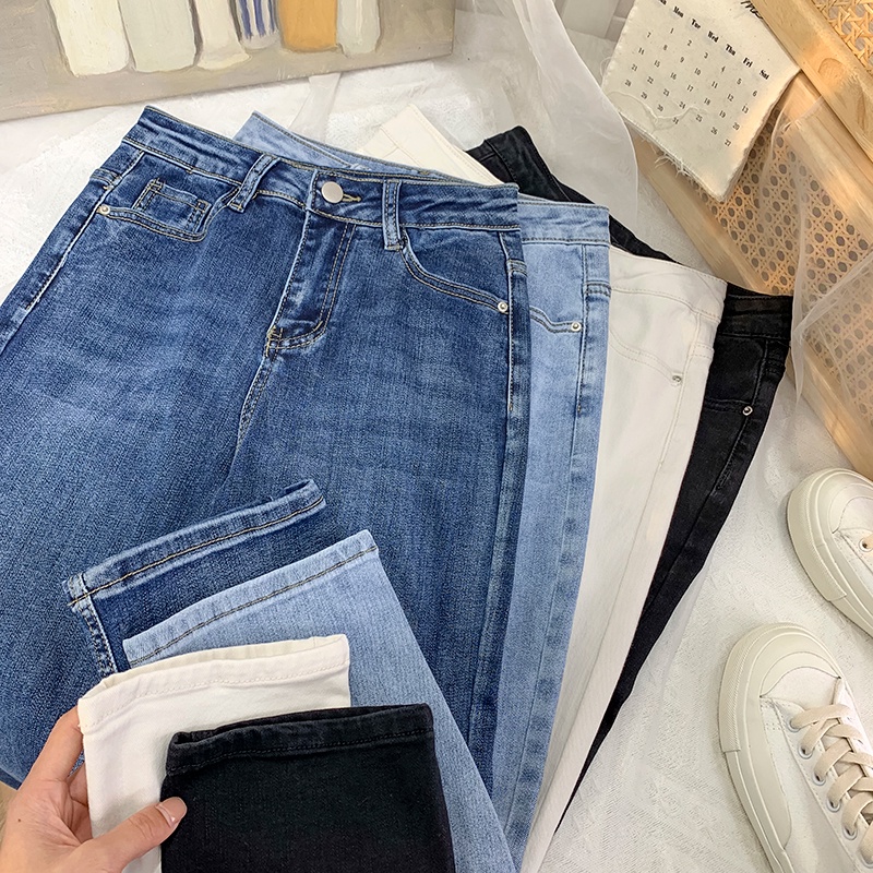 Biru Boyfriend Jeans Wanita / Highwaist Ada Melar Celana Denim/ Skinny Jeans Wanita /90CM Jeans