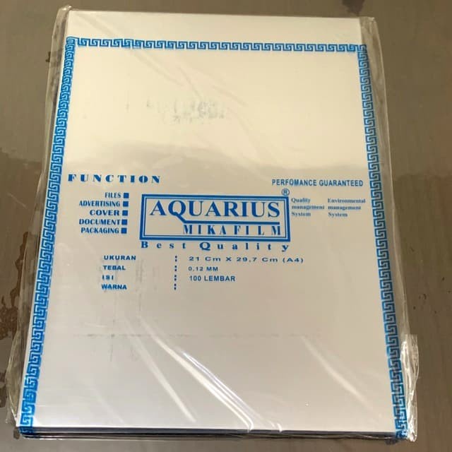 [Jilid] Plastik Mika Bening (Mika Film) Jilid Aquarius F4/A4 0.12 Mm [Kantor]