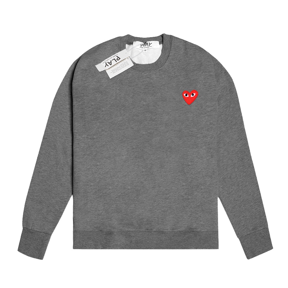 CDG Play Red Heart Sweatshirt Grey