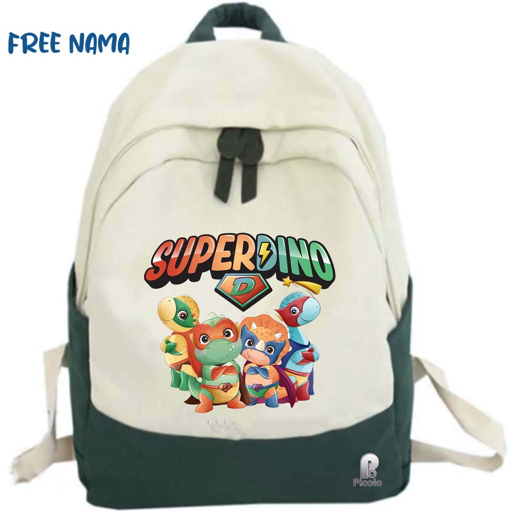 TAS RANSEL BACKPACK ANAK SEKOLAH MOTIF SUPER DINO UNISEX (FREE NAMA)