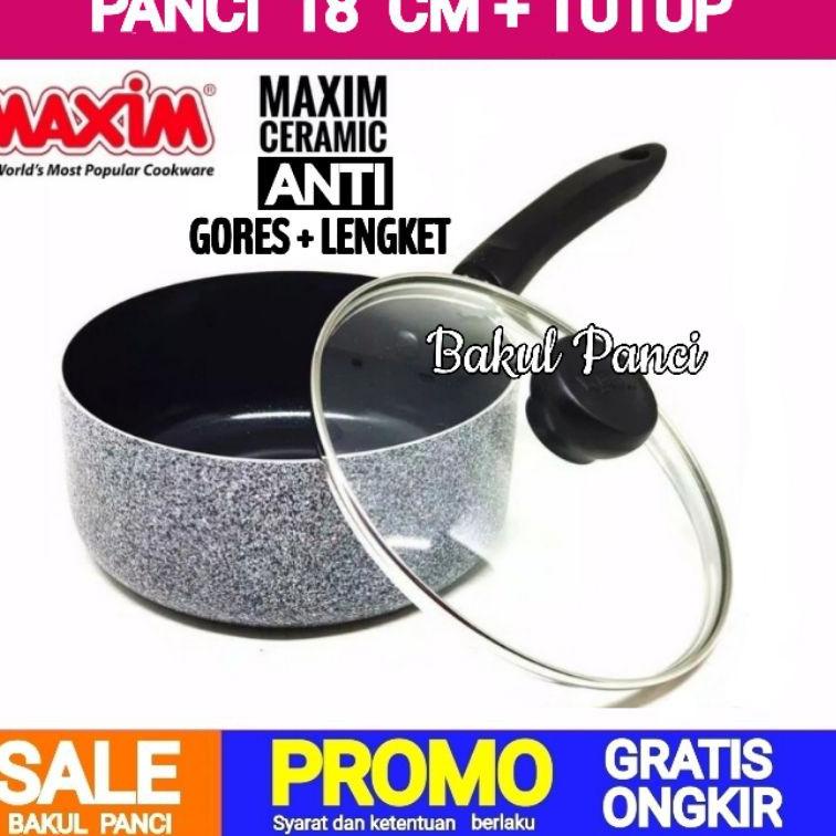 ♠ MAXIM CERAMIC - SAUCE PAN 16 / 18 CM + TUTUP - MAXIM NEOSTONE - PANCI WOK PAN FRYPAN FRY PAN GRANI