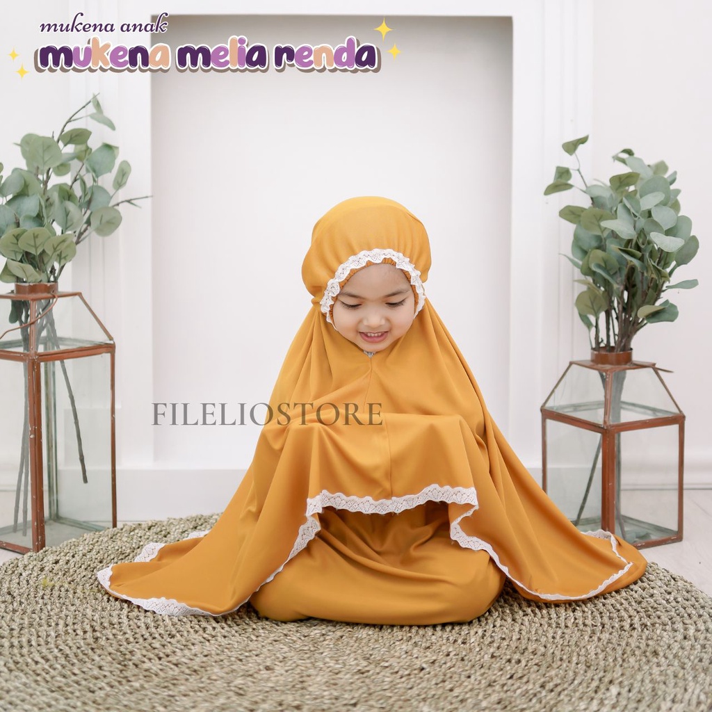 Mukena Anak Melia Renda Polos (Gratis Tas) / Mukena Anak Usia 3-5 Tahun Perlengkapan Sholat Anak Perempuan