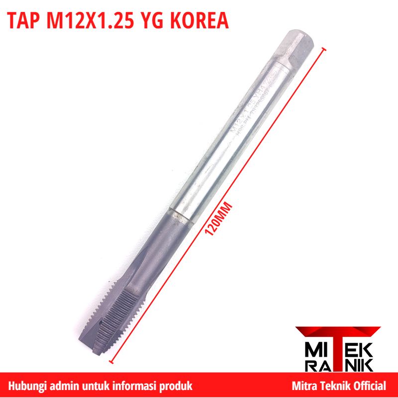 YG Korea Tap M12 x 1.25 Panjang 120mm Pembuat Drat Tap Baut 17