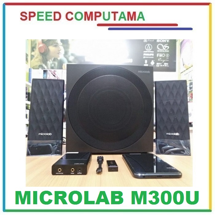 Microlab M300U 38 Watt Multimedia Speaker SDCard USB FM Radio Komputer