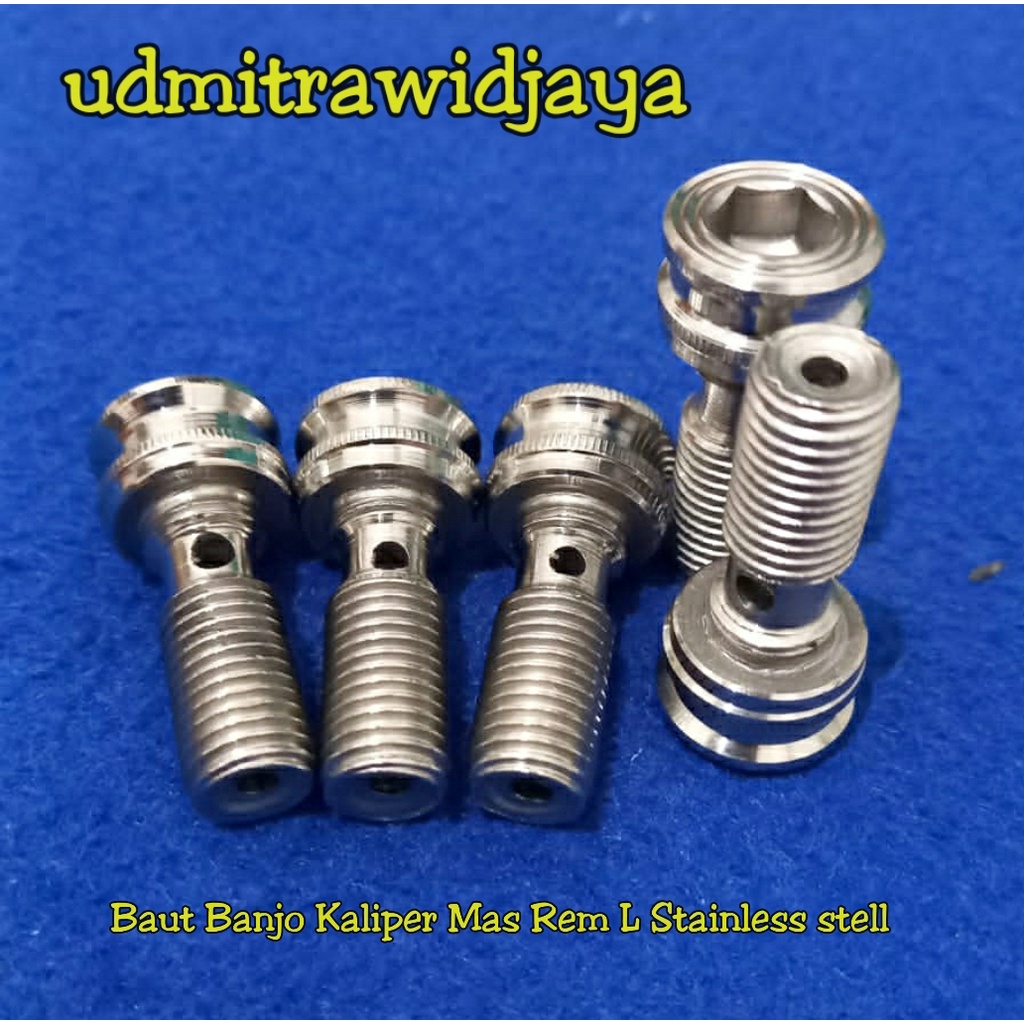 baut nepel baut banjo selang rem probolt stainless baut selang rem ke master / kaliper baut banjo baut kaliper baut selang rem baut oil cooler universal semua motor baut 14an m10 1.25 baut M10 halus