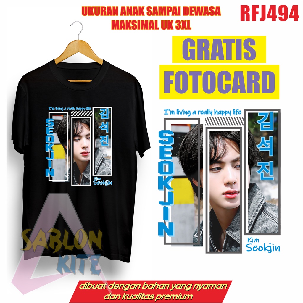 Gratis Fotocard ! Kaos Kpop kim Seokjin BT RFJ494