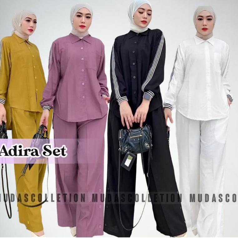 SPECIAL PRICE Setelan Wanita Terbaru One Set Jumbo Adira Set Putih Crinkle AirFlow Baju Wanita Celan
