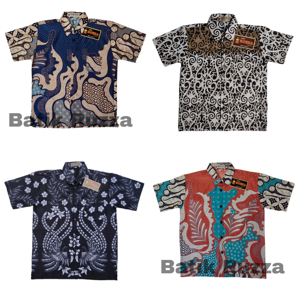 RUZZA Batik Anak Ukuran 0-15 Tahun Kemeja Motif Azmat Putih Tulang