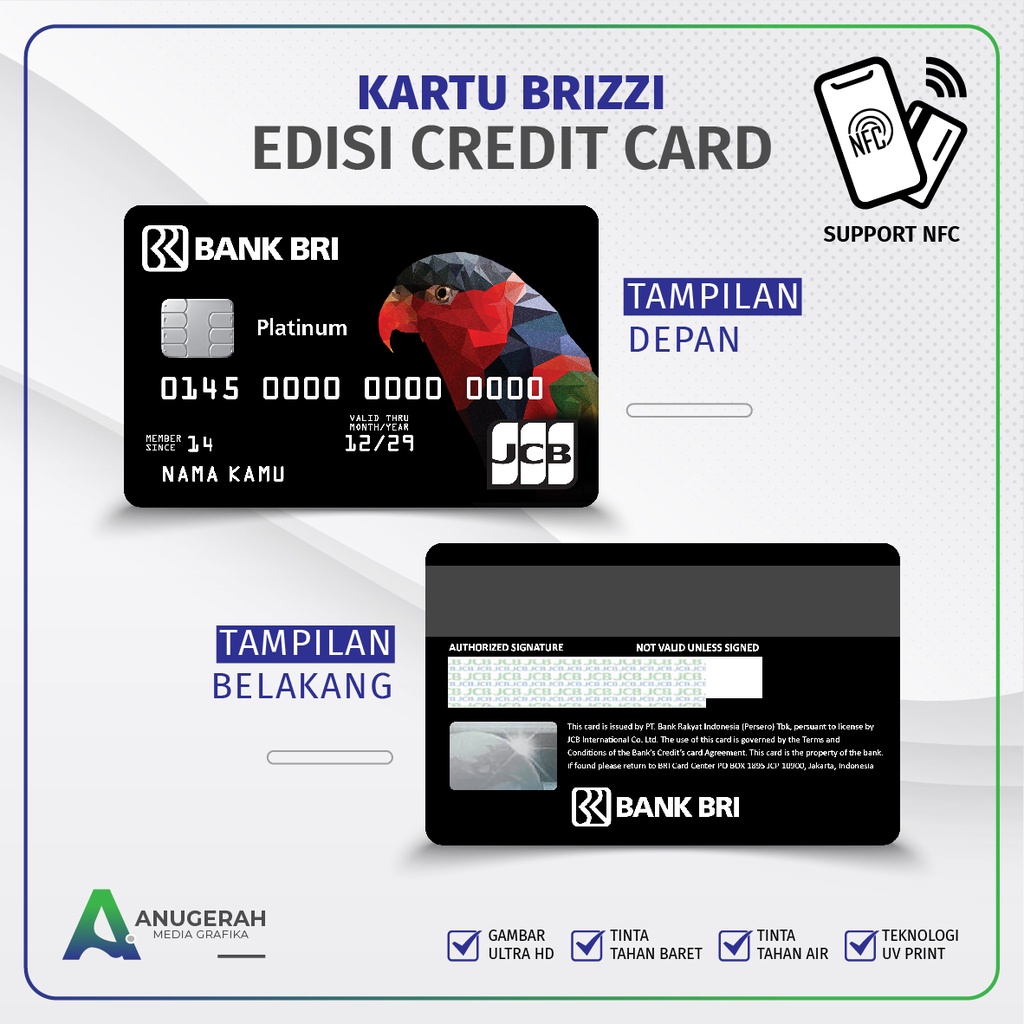 Kartu E-toll Brizzi Edisi Platinum Custom Nama