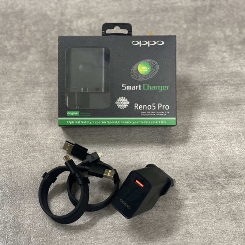 CHARGER OPPO RENO 5 PRO BLACK SUPER VOOC MICRO DAN TYPE C BY SMOLL