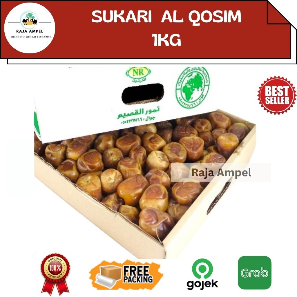 

Kurma Raja Sukari 1kg Premium Basah Kemasan Toples Kurma Sukkari Alqoosim untuk Oleh Oleh Haji dan Umroh