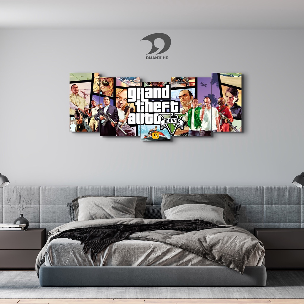 DMANJI HD - Hiasan Walldecor Multipanel GTAV 1 Set Special Edition | Hiasan kamar gaming keren | dek
