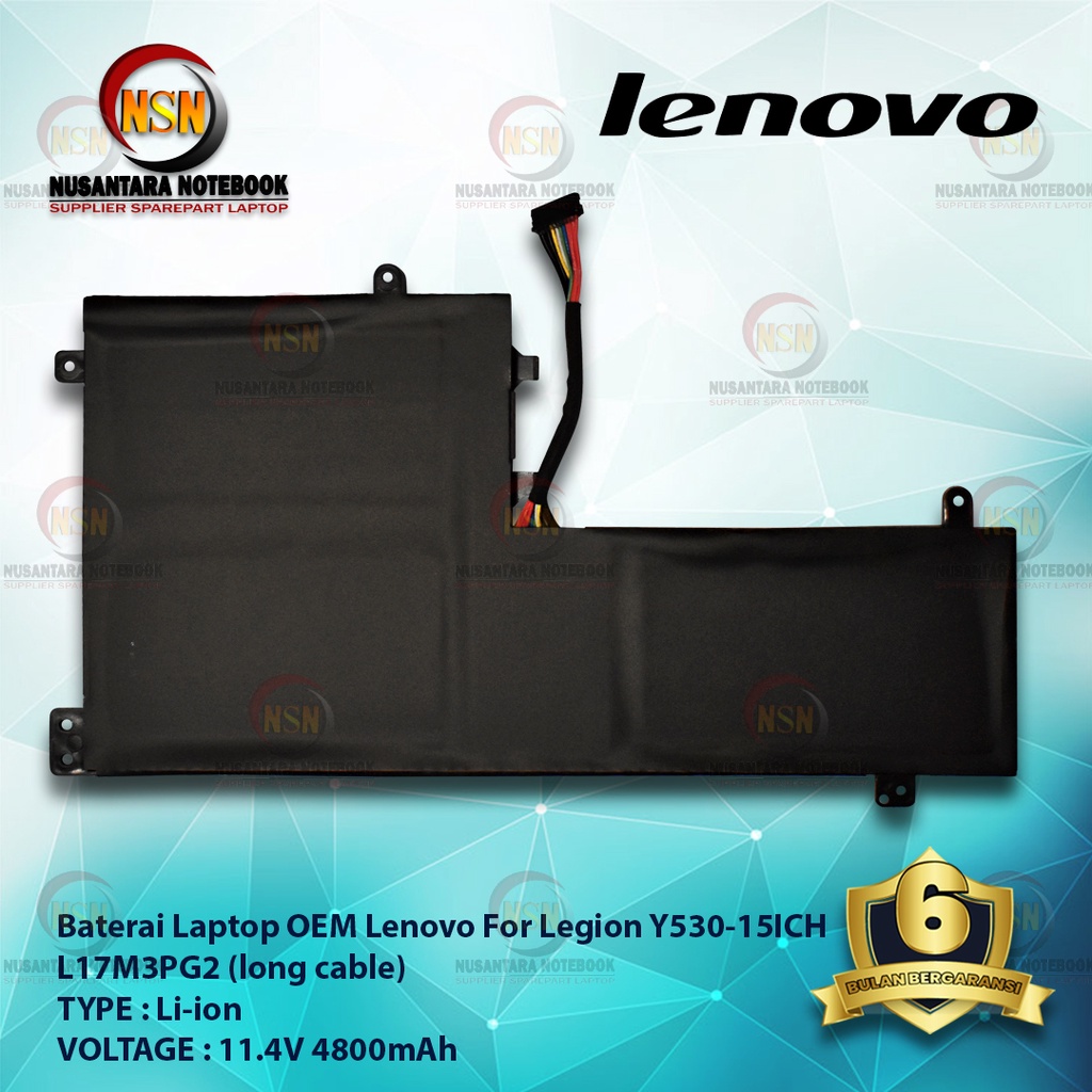 Baterai Laptop OEM Lenovo Legion L17M3PG2 (Long Cable) 11.4V 4800mAh