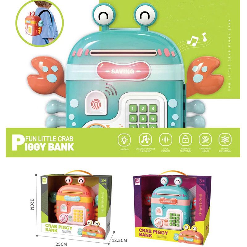 Mainan Anak CRAB PIGGY BANK Celengan Tabungan ATM Musik &amp; Password Mainan Celengan Anak Mainan Brankas