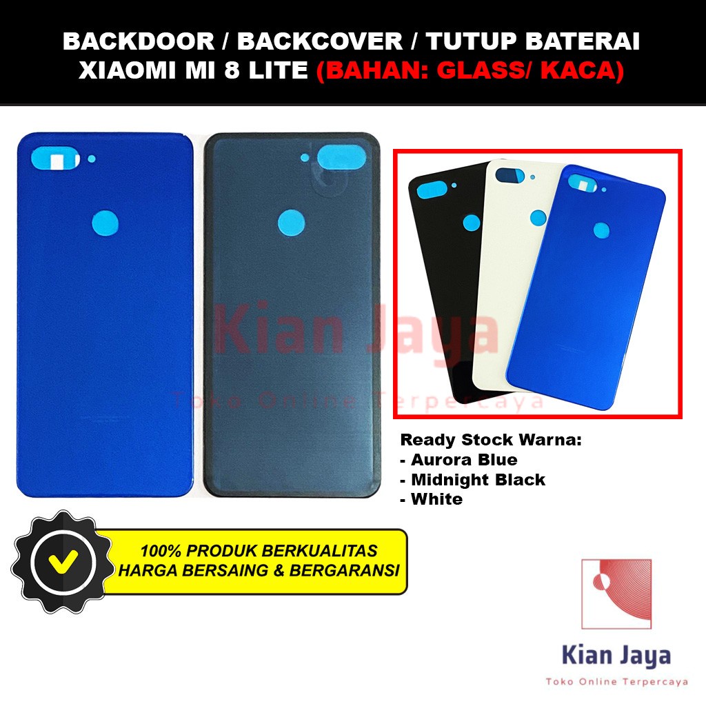 Backdoor Xiaomi Mi 8 Lite Back Cover Tutup Belakang Baterai Cassing Casing Backcase Original