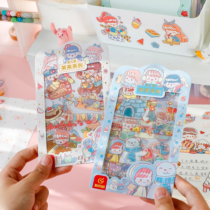 ISI 4 LEMBAR MANDOU ANIME GIRL KARTUN SERIES CUTTING STICKER DECORATIVE PACK STIKER DEKORASI JOURNAL LUCU PET TRANSPARANT UNTUK HIAS SCRAPBOOK BUKU DIARY HP HOBI JOURNALING DLL @banyak