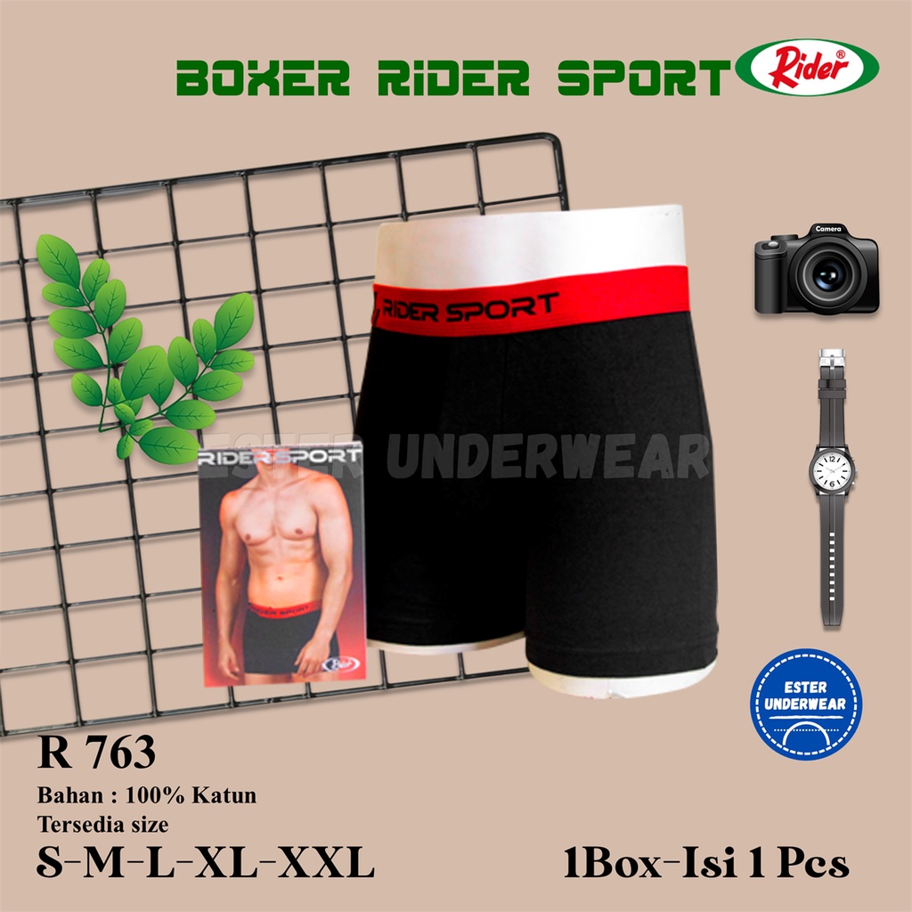 Celana Boxer Pria RIDER SPORT R 763 Isi 1 Pcs