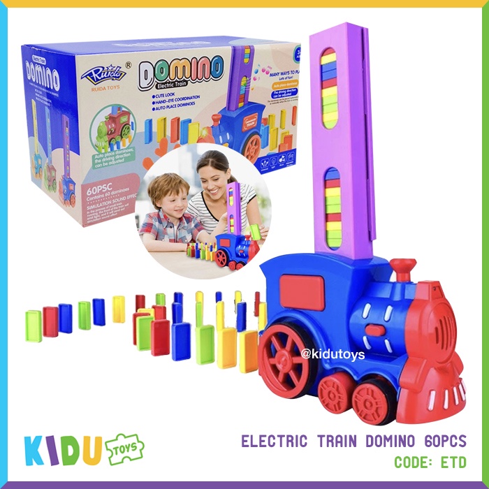 Mainan Kereta Anak Electric Train Domino 60pcs Kidu Toys