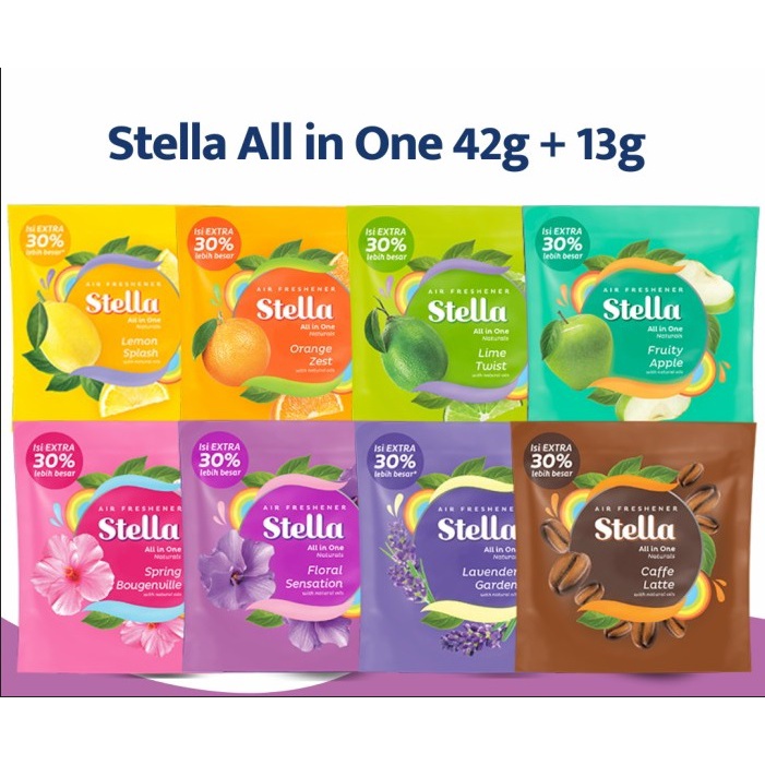 stella gantung all in one 43g + 13g (55gr)KEMASAN BARU ISI LEBIH BESAR Pengharum Ruangan Air Freshener All in One