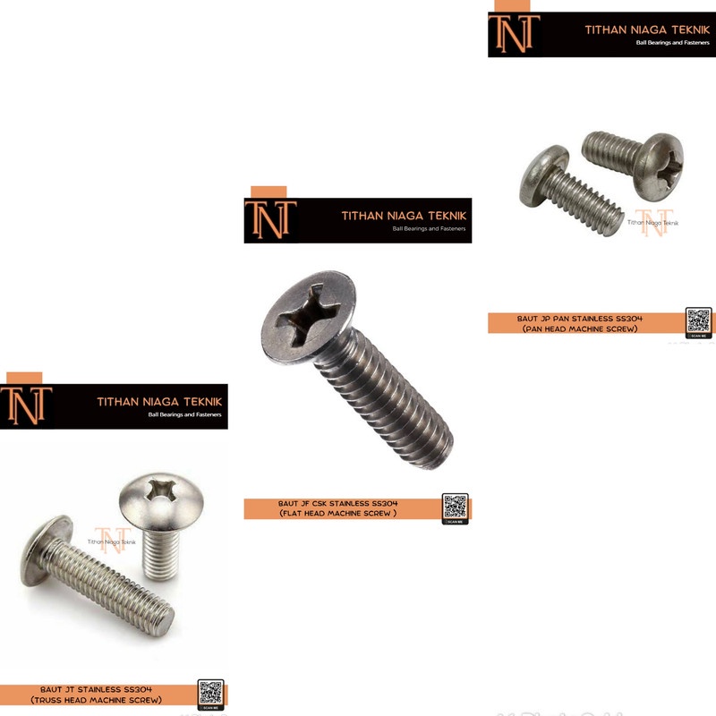 Baut JF stainless M4x70 drat 0.7 ss304 tepar Verseng csk M4 X 70