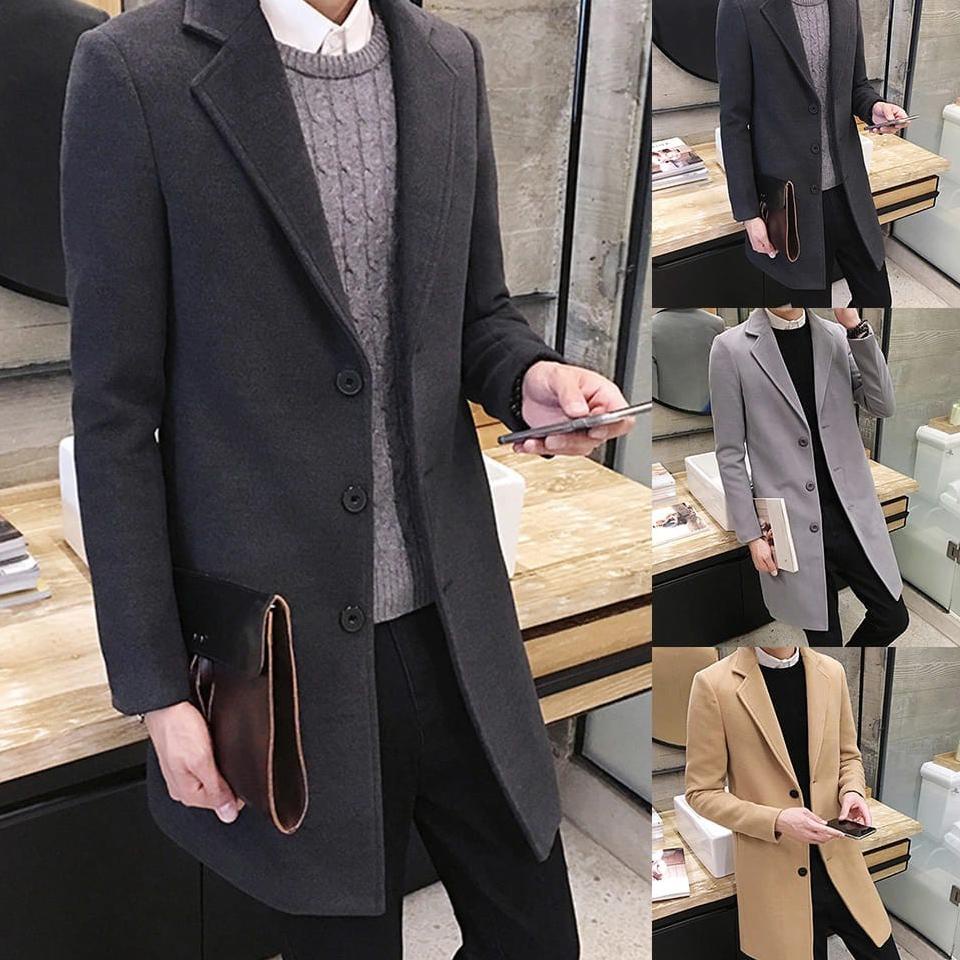 TERBAIK jaket jas blazer jubah panjang pria/long coat pria/katun dril