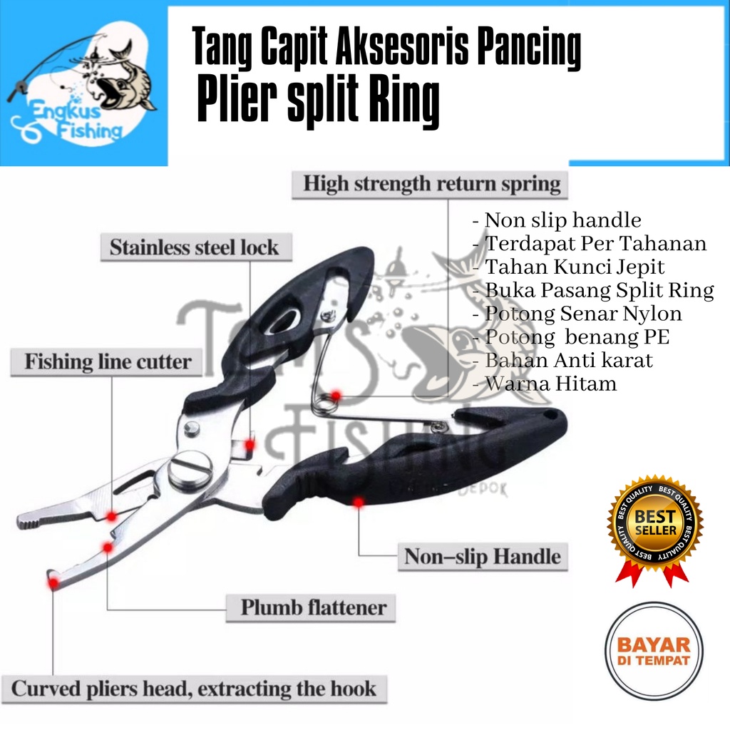 Tang Capit Aksesoris Pancing Plier Split Ring Salt Water Resistant Murah - Engkus Fishing