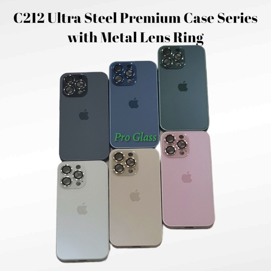 C212 For Iphone 11 11 PRO 11 PRO MAX 12 12 PRO 12 PRO MAX 13 13 PRO 13 PRO MAX 14 14 PLUS 14 PRO 14 PRO MAX Ultra Steel Series with Chrome Lens Ring