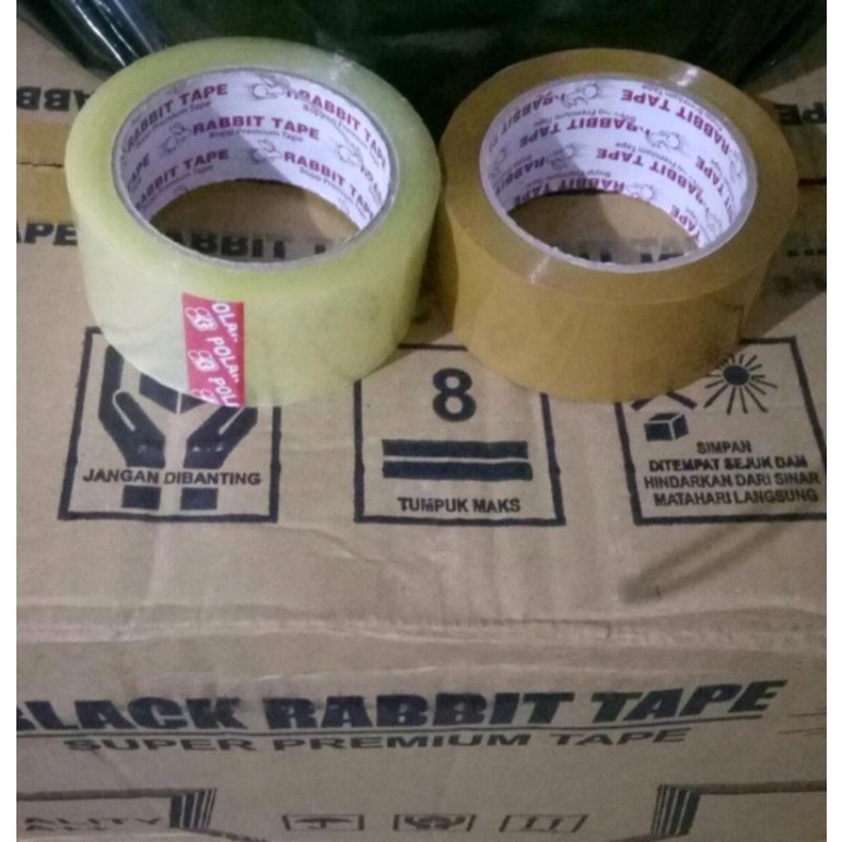 

Lakban bening coklat merk Rabbit kualitas Daimaru Tebal dan bagus