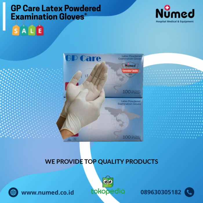Terlaris Sarung Tangan Latex Medis Original Gp Care / Latex Powdered Gloves