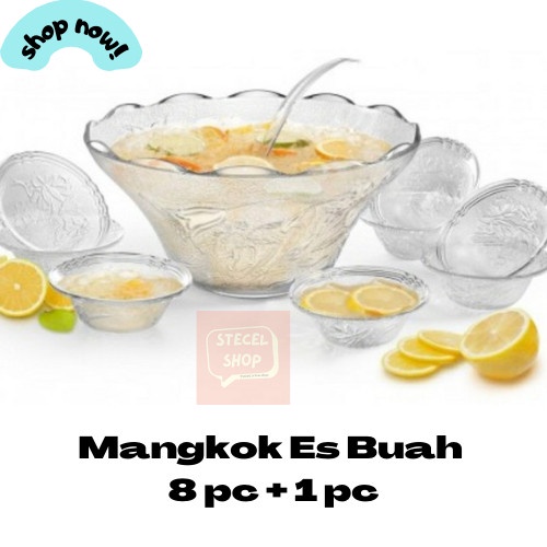 Saji Maxim Punch Set 10 Pc / Mangkok Kaca Set Untuk Es Buah