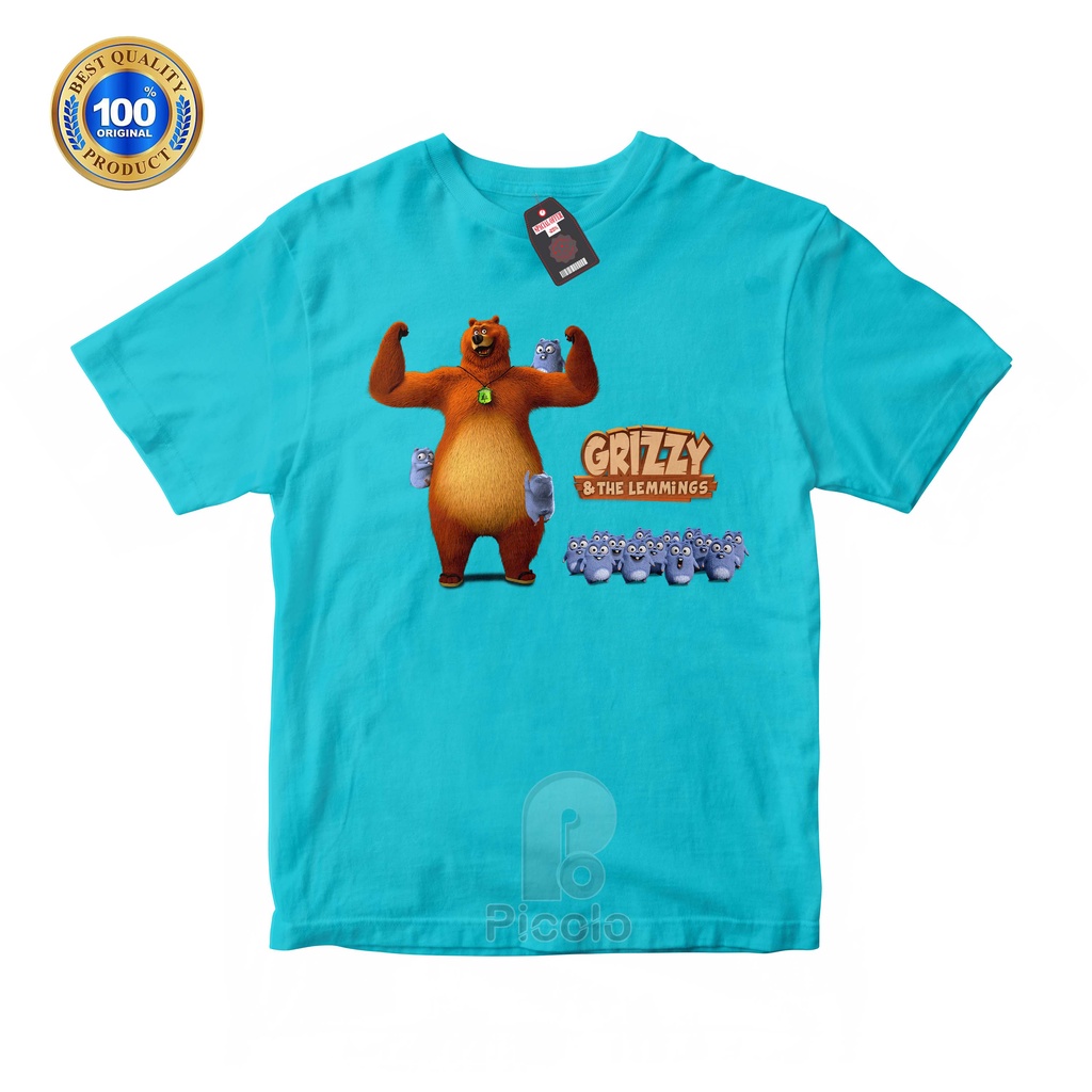 (FREE NAMA) BAJU KAOS ATASAN ANAK MOTIF KARTUN GRIZZY AND THE LEMMINGS UNISEX Bahan COTTUN