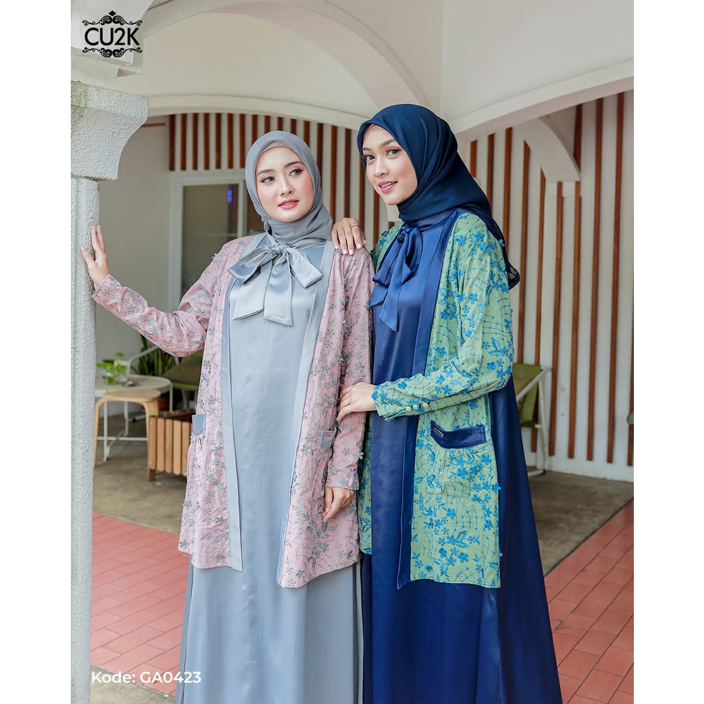 Gamis Ainayya Terbaru 2023 Lebaran Wanita Pakaian Syari Dress Muslimah Premium Bahan Silk Mix Bordir