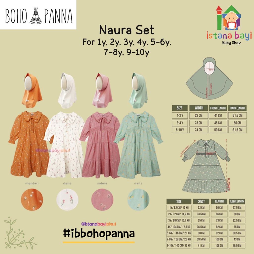 BOHOPANNA NAURA SET RAYA COLLECTION - GAMIS ANAK / IED COLLECTION