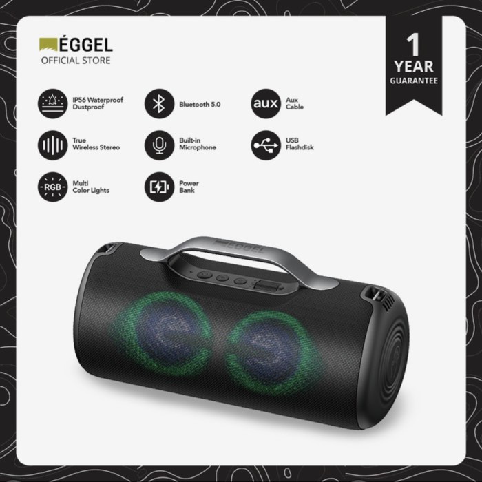 Speaker Eggel Elite Xl Ii 2 Wireless Bluetooth Rgb Speaker Waterproof