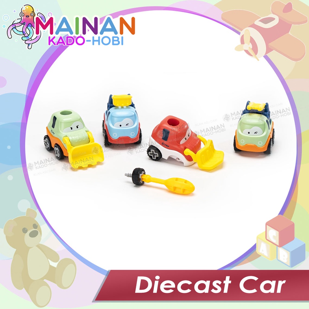 KADO ULANG TAHUN SET MAINAN ANAK DIY MINIATUR MOBIL DIECAST CAR