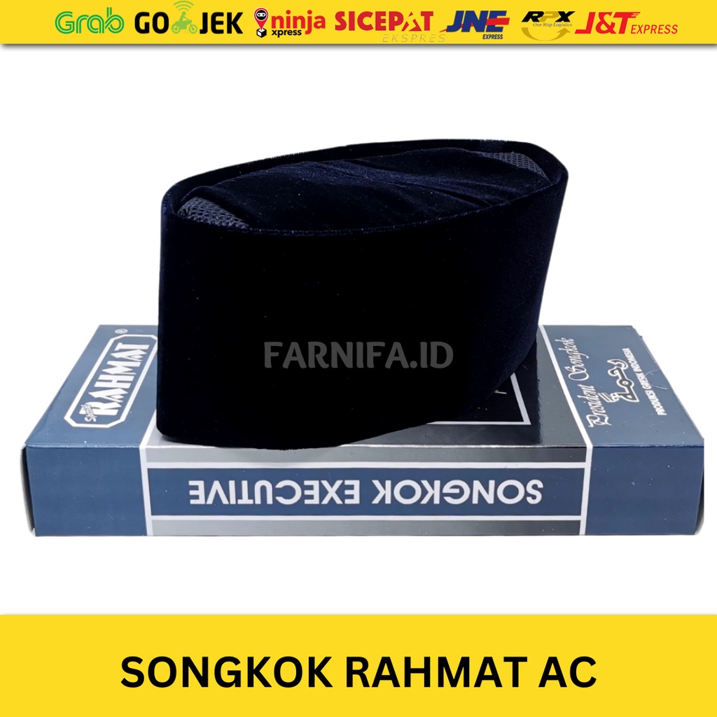 GROSIR (10 Pcs) Peci Songkok Dewasa Hitam Polos AC Merk Rahmat Kopiah Hitam Rahmat