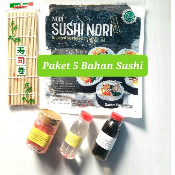 

➹ Paket Bahan Sushi Tipe 5 Halal Nori Cuka Bambu Gari Shoyu Jahe jepang gari soy sauce Vinegar seaweed red ginger ➧