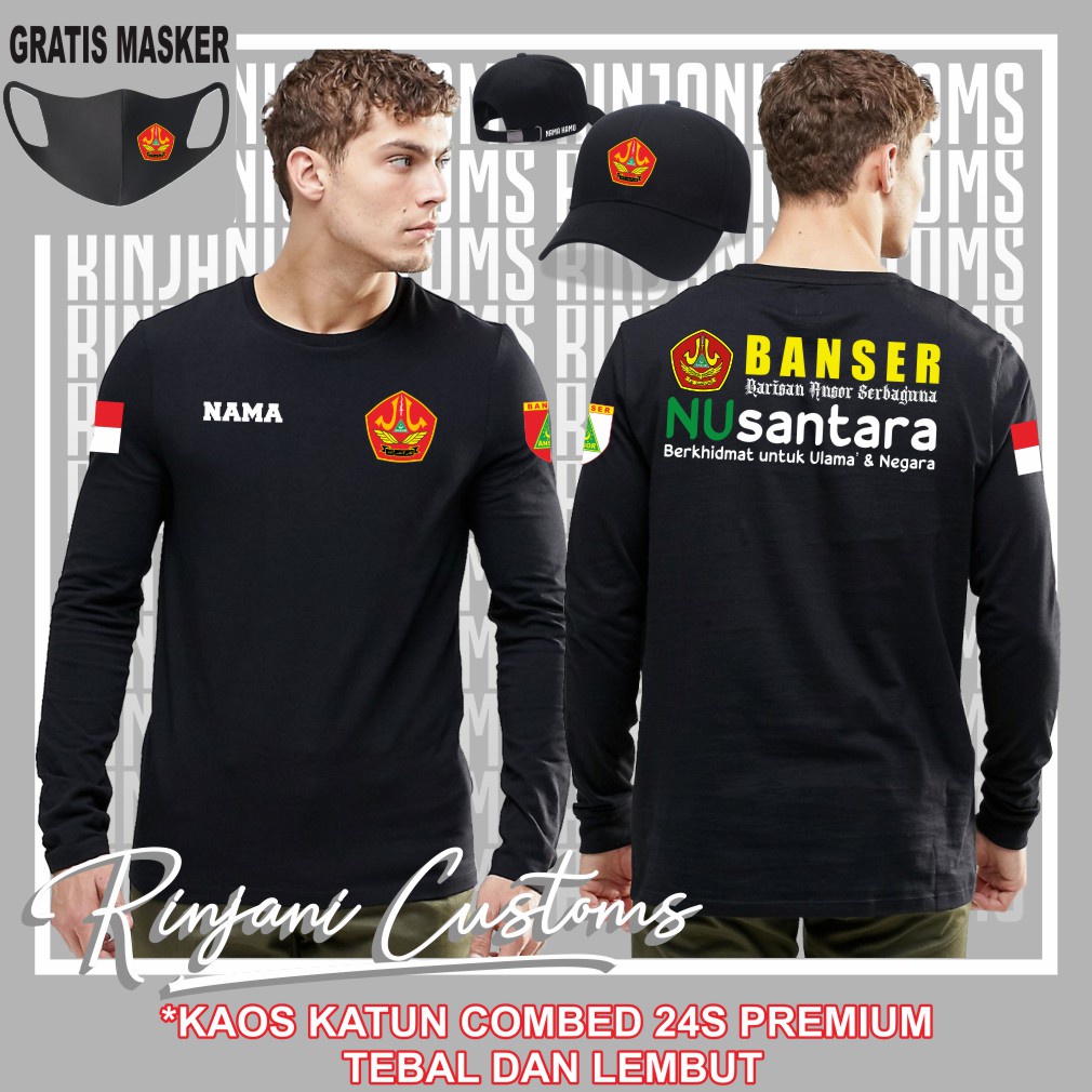 KAOS BANSER GRATIS NAMA DAN MASKER - KAOS BARISAN ANSOR SERBAGUNA NAHDLATUL ULAMA (BANSER) - KAOS OR