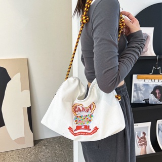 Bag Embroider  Cartoon Alphabet Canvas bag Tote Bag Student Zipper Crossbody Bag 10105