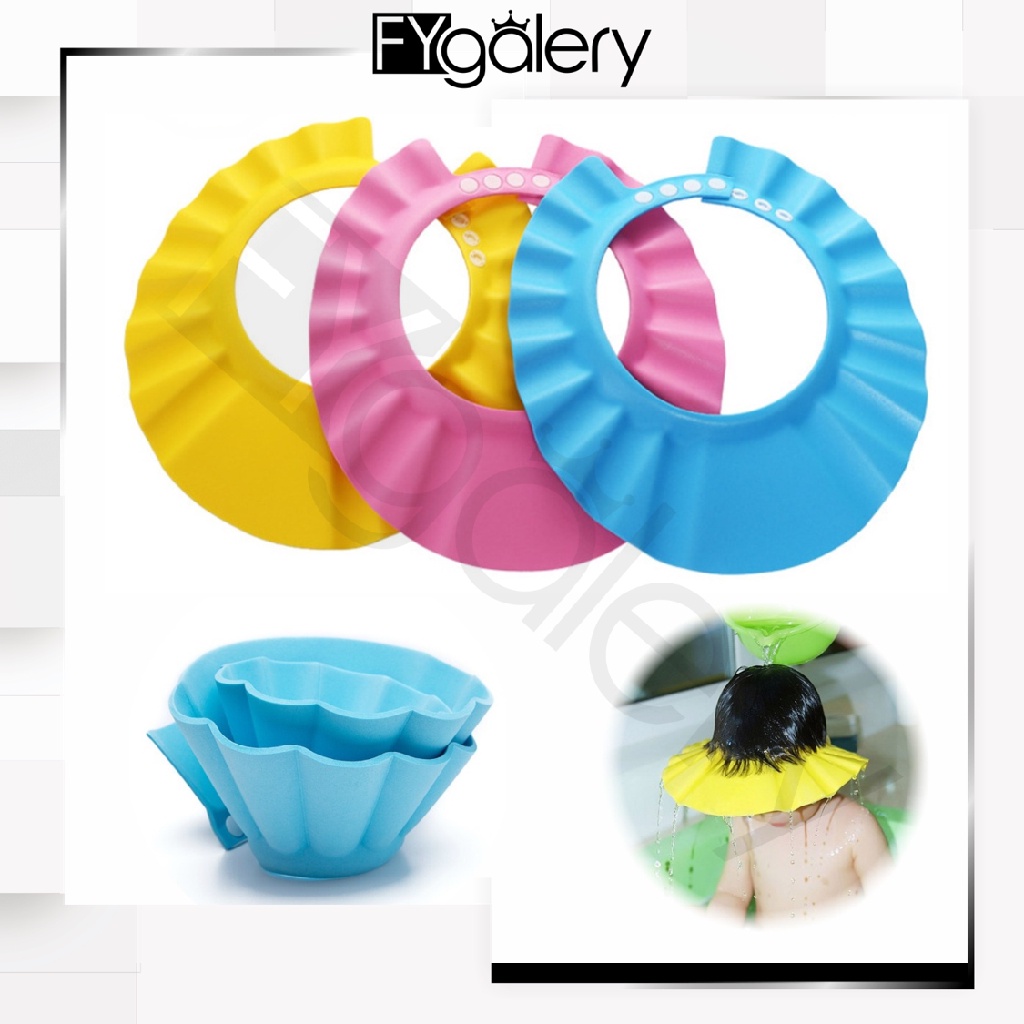 FYGALERY HL0103 Topi Keramas Anak Kancing Dengan Penutup Telinga Shower Cap Mandi Bayi Murah