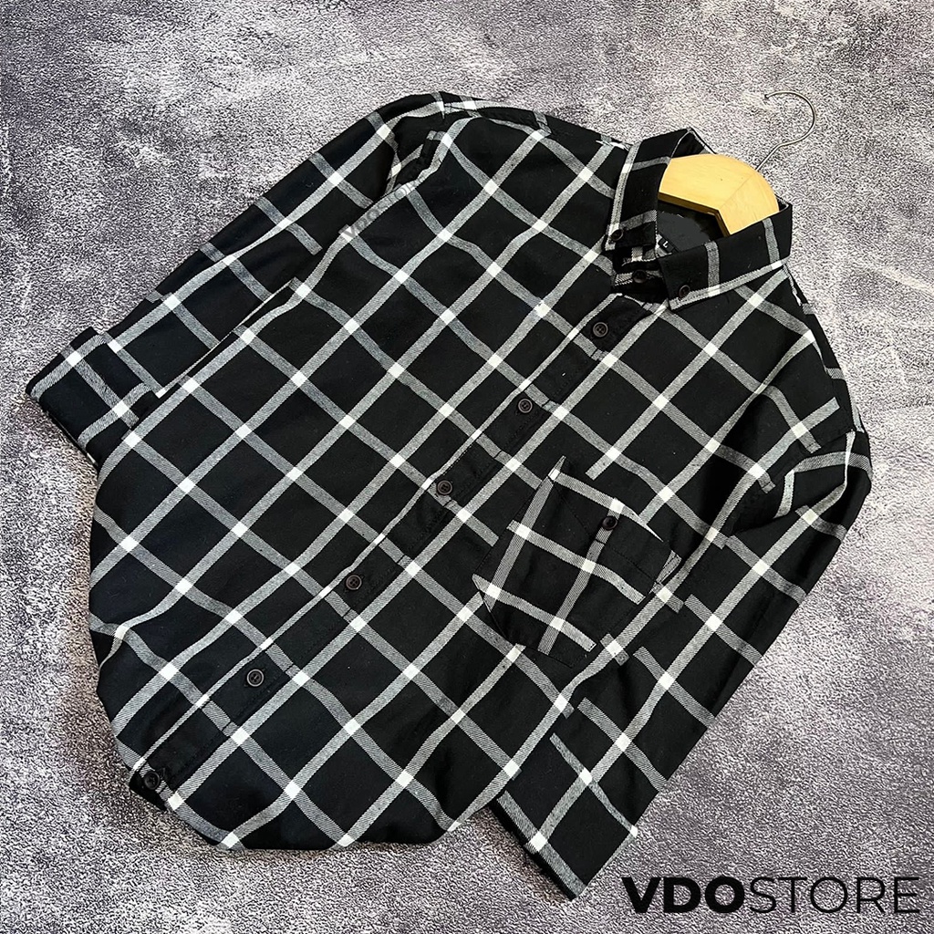 KEMEJA FLANEL PRIA 36B BLACK BOLD STRIPS - M L XL - KEMEJA LENGAN PANJANG VDOSTORE DEWASA BAJU FLANNEL TANGAN PANJANG HITAM NAVY ABU MOTIF KEMEJA COWOK MURAH DEWASA SANTAI TEBAL KUALITAS IMPORT BAJU CATUR PANEL FANEL