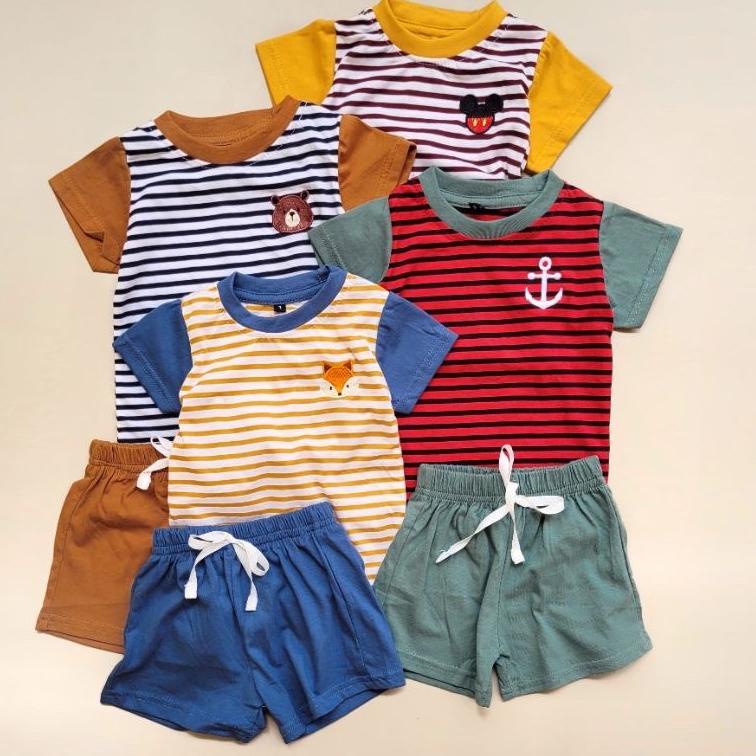 HARGA BERSAHABAT Setelan Anak Bayi Laki Laki Perempuan 1 2 3 4 5 Tahun Set Baju Anak dan Celana pend