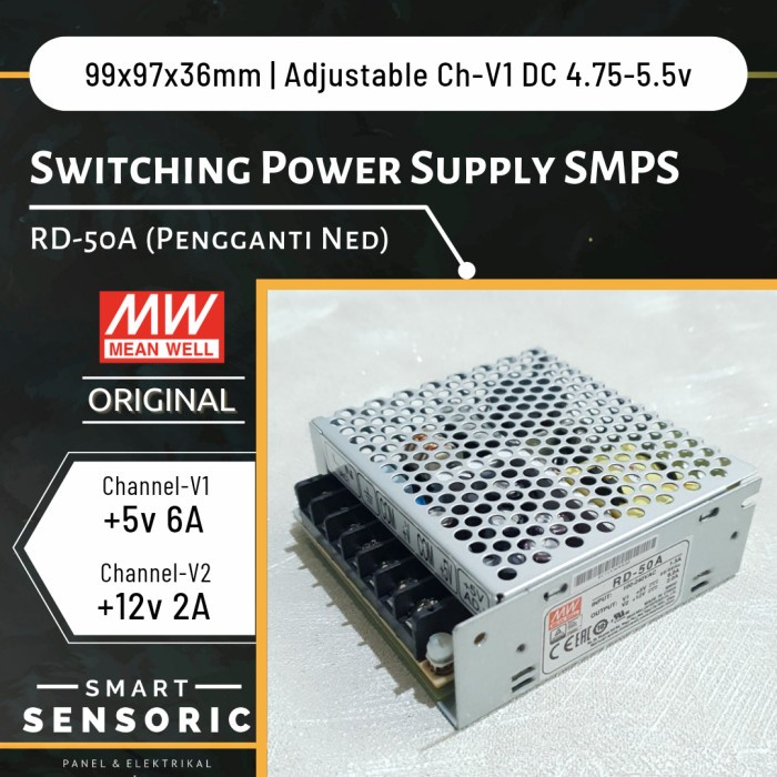 Terlaris Dc 5V 12V Mean Well Rd-50A Switching Power Supply Smps = Ned Meanwell