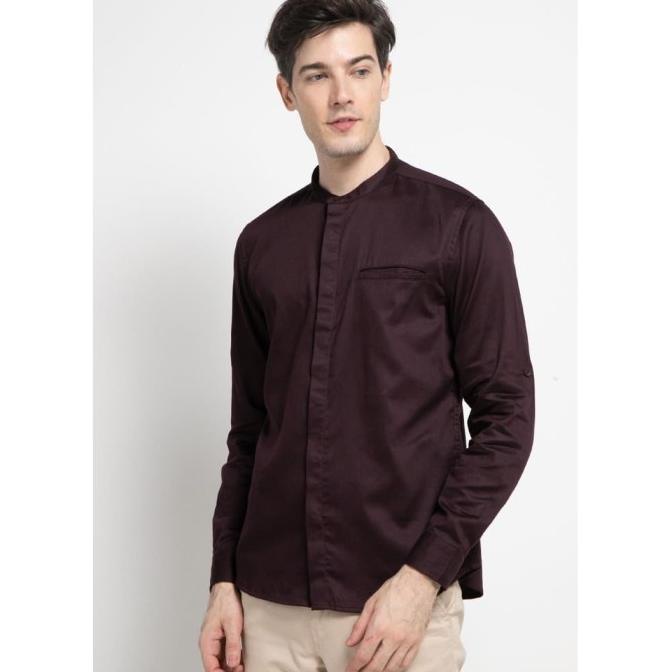 Discount Manzone Kemeja Koko Lengan Panjang Kazan LS Shirt Burgundy /BAJU KOKO PRIA/BAJU KOKO DEWASA