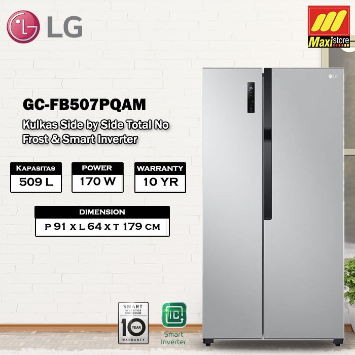 LG GCFB507PQAM Kulkas Side-by-Side [509 L] Total No Frost Inverter