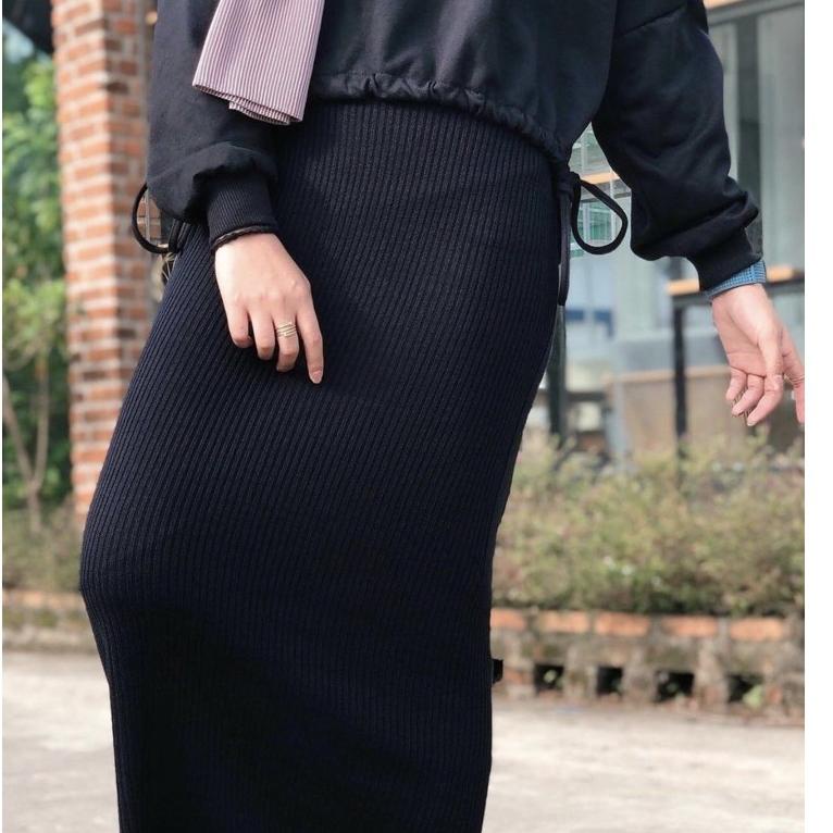 CHEKOUT ROK SPAN RAJUT // ROK KNIT // ROK SPAN // ROK SPAN HITAM // ROK SPAN PREMIUM